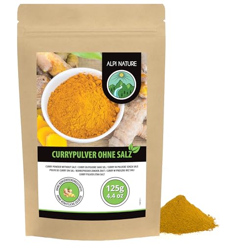 Alpi Nature Curry in Polvere Delicato 125g, Senza Sale, Curry Indiano, Spezie Indiana per Cucina