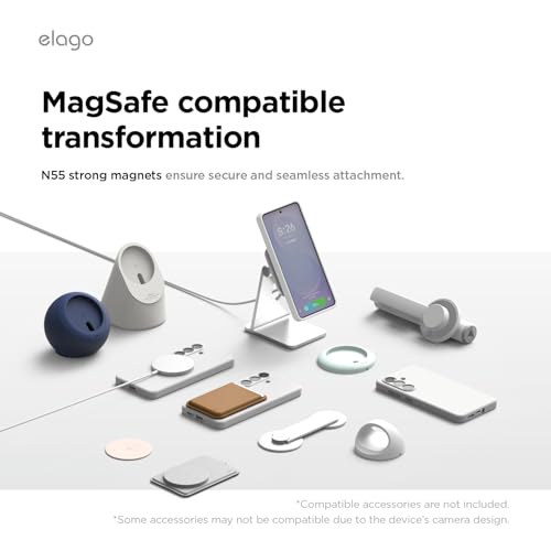 Image of elago Premium Magnetic Silicone Case for Galaxy S26 Plus White | Compatible with MagSafe Accessories, Protective Cover, Shockproof, Slim, Anti-Scratch Soft Microfiber Lining (White)
