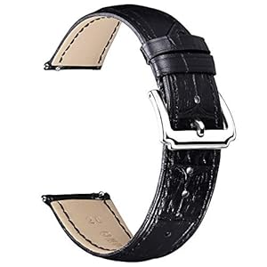BINLUN Genuine Leather Watch Bands Women Men Quick Release Leather Watch Straps Replacement with 12 Colors Option (10mm, 12mm, 14mm, 15mm, 16mm, 17mm, 18mm, 19mm, 20mm, 21mm, 22mm, 23mm)