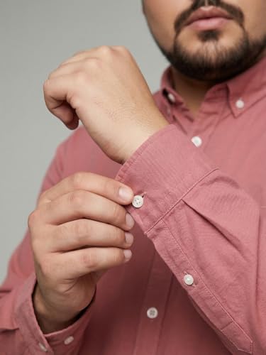 Image of Urbano Plus Men's Cotton Full Sleeve Regular Fit Solid Oxford Shirt with Button-Down Collar