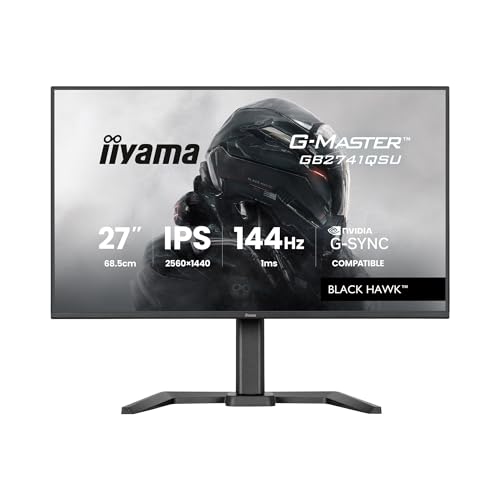 iiyama Ecran G-Master Black Hawk, GB2741QSU-B1 IPS, Adaptive Sync, QHD@144Hz, 1ms, 350cd, HP, HDMI/DP/USB HUB, réglable en Hauteur, Black Tuner, G-Sync...