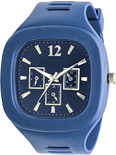 KIROH Squire Dial Silicone Strap Analogue Watch for Men and Boy (Blue) (B09GKK8D5Y) Amazon Price History, Amazon Price Tracker
