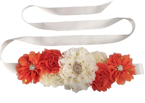 Flower Sash Belts for Women/Girls Dresses Bridal Wedding Bridesmaids Belt Maternity Pregnancy Flower Belt for Baby Shower