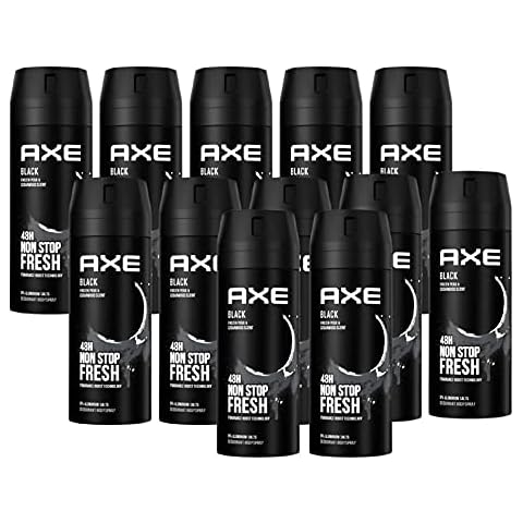 AXE Bodyspray Black im 12er Set, Deo ohne Aluminium 12x 150ml Deodorant Deospray Body Spray for Men Männer Herren Männerdeo Cover