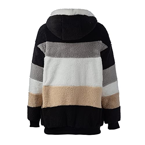 Staright Casaco de pelúcia moda feminino de inverno com capa de manga comprida com zíper com bolso j