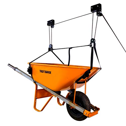 StoreYourBoard Wheelbarrow Ceiling Storage Hoist, Hi Lift Home and Garage Hanging Pulley Rack