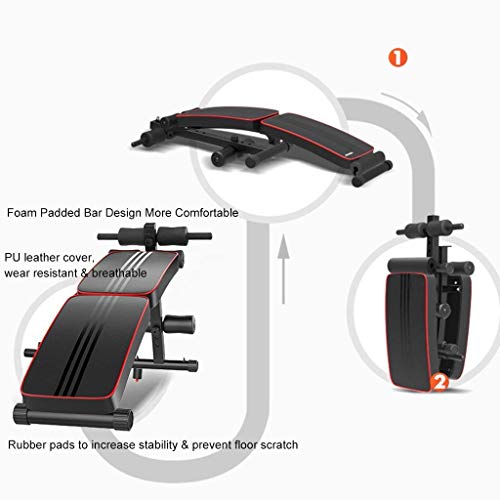 Sit Up Bench w/Reverse Crunch Handle for Ab Bench Exercises, Foldable Decline Crunch Board Fitness Press Bench, Abdominal Exercise Equipment Home Gym Workout Sport Max 220Lb [U.S.Shipping]