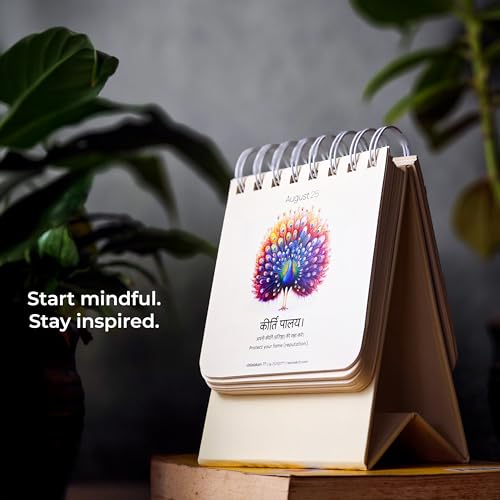 Image of ReSanskrit 365 Days Sanskrit Quote Desk Calendar | Daily Quotes with Hindi & English Meaning | Premium Paper, Spiral Binding | Desk Decor & Thoughtful Gift