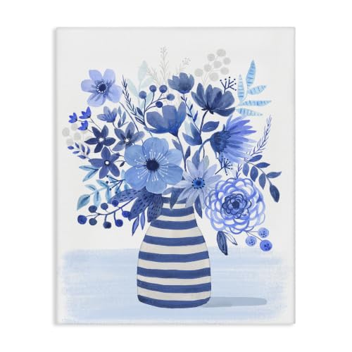 Stupell Industries Blue Mixed Bouquet Floral, 24 x 30 Inch Canvas Wall Art