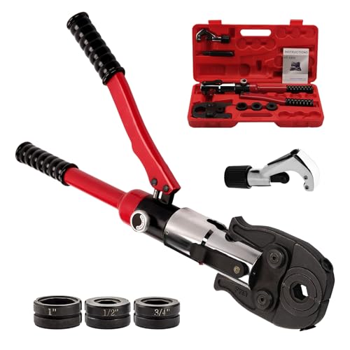 Copper Pipe Crimping Tool,Hydraulic Crimping Tool with 1/2", 3/4", 1"