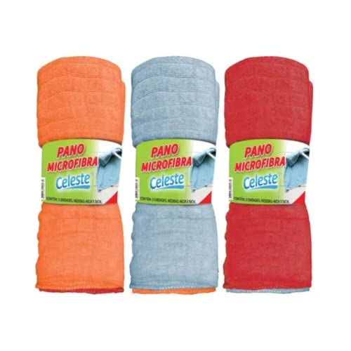 Pano de Chão Pacote 3 Cores Mistas em Microfibras 48x58cm