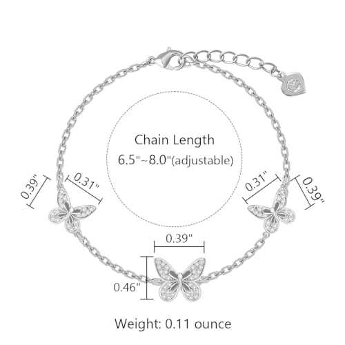 Butterfly Evil Eye Bracelets for Women Girls 18K Gold Plated with Cubic Zirconia Jewelry Gifts for Woman Wife Her Girlfriend Teens3