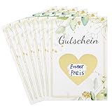 DARENYI 6 Stück Rubbelkarten Gutscheine zum Selbermachen, Gutscheine zum selber ausfüllen, mit 6 Kraftpapier Umschläge, und 6 Herzform Kratzfilm, für Geburtstag, Weihnachten, Party, Hochzeit etc