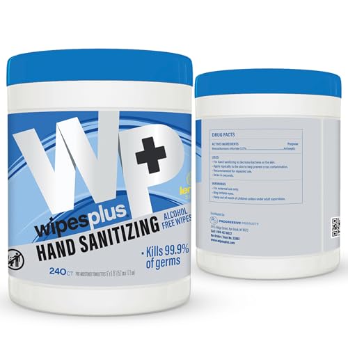 Image of WIPESPLUS Hand Sanitizing Wipes Canister Alcohol Free for Home and Business, 240 Count