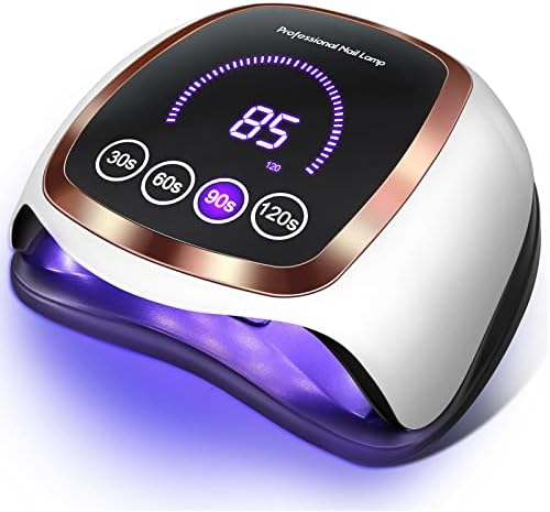 Gel UV LED Nail Lamp, UV LED Nail Dryer for Gel Polish with 4 Timer Settings, Auto Sensor and LCD Touch Screen, Professional Gel Polish Light Curing Lamp for Salon and Home Use