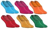 Rainbow Socks - Damen Herren - Bunte Unsichtbare Mokassins Socken - 6 Paar - Blau Fuchsie Orange Rot Gelb Grün - Größen 36-38