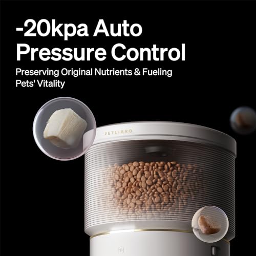 PETLIBRO Vacuum-Sealed Automatic Cat Feeders, 8L/34Cups Automatic Dog Feeder with 5G Wi-Fi, Automatic Cat Food Dispenser for Airtight Storage, Space Pet Feeder with 187mm Large Food Tray for Cat & Dog