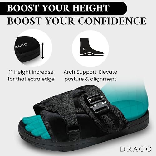 DracoSlides Remastered Slides for Men and Women - Covered in Premium Velour with Adjustable Straps Ideal for Wide/Narrow Feet, Sandals with Arch Support & Slip Resistant, Men & Women Footwear, Black4