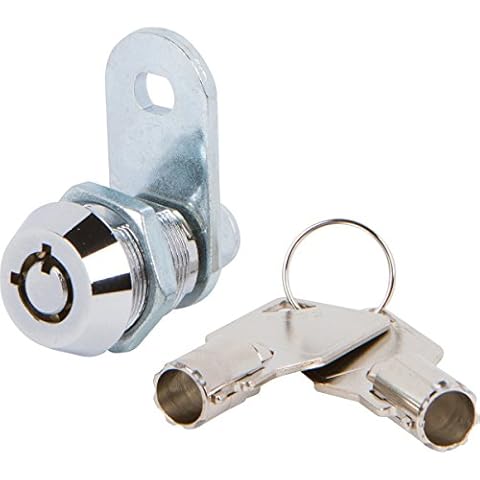 Westway Locks 5/8" Tubular Cam Lock with Chrome Finish - 90° Keyed Alike 1 Pack with 2 Keys, 1 1/4" Cam - Cabinet Lock, Drawer Lock, RV Compartment Lock, Cupboards Lock Cover