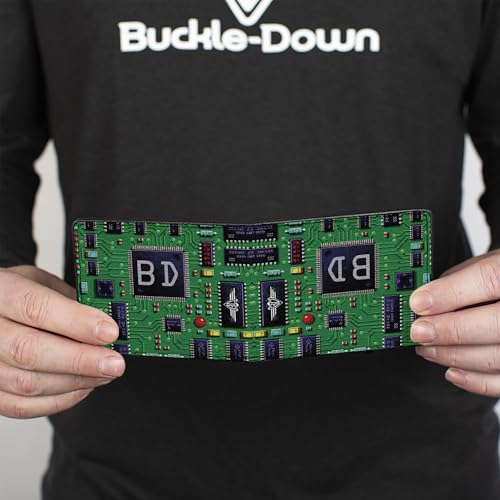Buckle-Down Men's PU Bifold Wallet-Circuit Board, Multicolor, 4.0" x 3.5"4