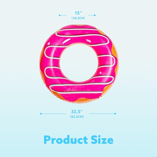 JOYIN Donut Pool Float with Glitters 32.5” (3 Pack), Funny Tube Toys for Swimming Pool Party and Donut Party Supplies