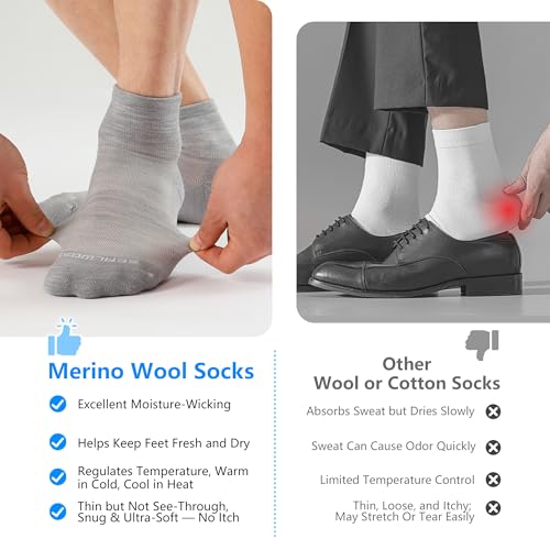 Image of ZEAL WOOD 3 Pairs Mens Womens Merino Wool Ankle Athletic Socks Low Cut Running Golf Tennis Hiking Socks Quarter