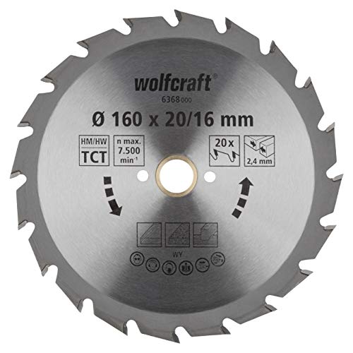 wolfcraft TC Circular Hand Saw Blade, Green Series I 6368000 I Fast, Medium-coarse cuts