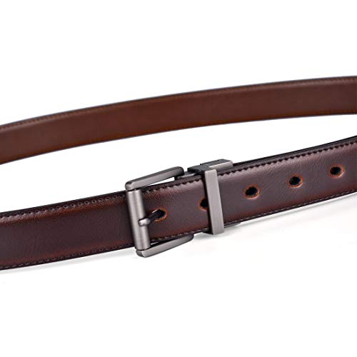 Image of Beltox Men's Belt Dress Casual Reversible Leather 1.1 inch w Roller Buckle Rotated