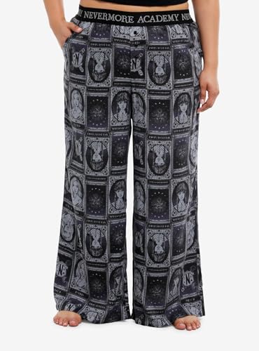 Hot Topic Wednesday Character Tarot Card Girls Pajama Pants Plus Size BLACK 2