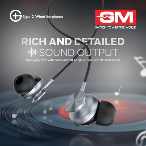 Image of GM G+ Type-C Wired Earphones with HD Mic | 14mm Drivers, Pure Bass Sound | Half-in-Ear Comfort Fit | Lightweight & Durable | USB-C Earphones for Calls, Music & Gaming