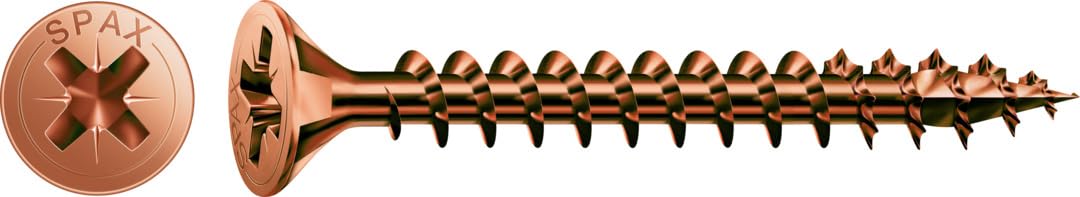 SPAX Universal Screw, 4.0 x 40 mm, Pack of 1000, Phillips Z2, Countersunk Head, Partially Threaded, 4CUT, Burnished C1A, 1081140400405