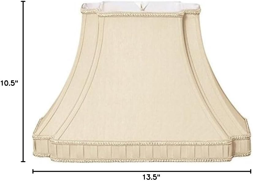 Royal Designs Rectangle Bell with Bottom Gallery Inverted Corner Designer Lamp Shade, Beige, (7 x 9.5) x (10 x 18) x 12
