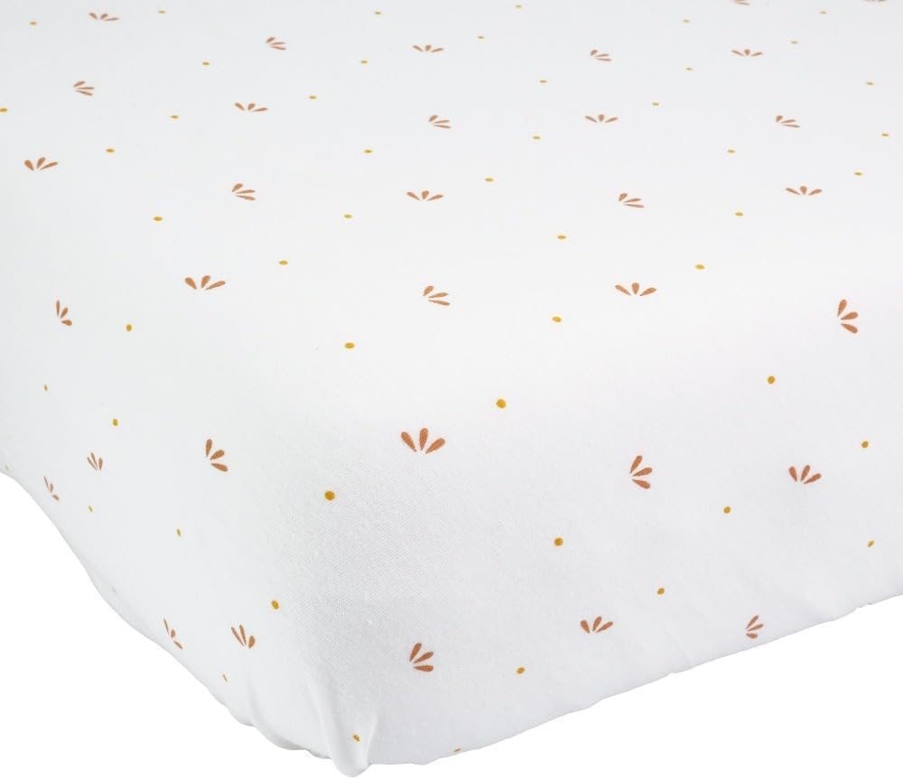 Gatsby Baby Fitted Sheet - Petals Camel - 100% Soft Cotton - Oeko-Tex Standard 100-60 x 120 cm