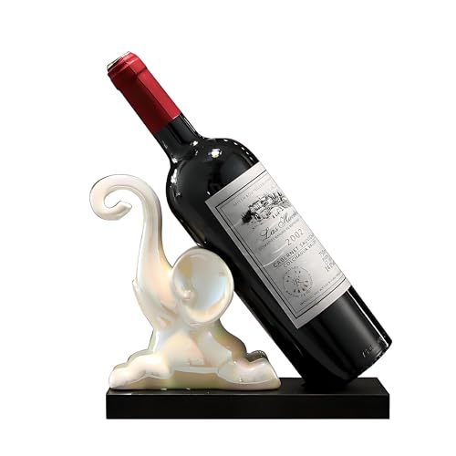 BloomCreek Pearlescent White Elephant Wine Bottle Holder - Elephant Statue Wine Rack, Wine Bottle Stand Decor, Perfect Elephant Gift and Home Decor, Wine Decor Ornament