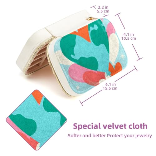 Boîte à bijoux de voyage en velours en forme de cœur avec compartiments