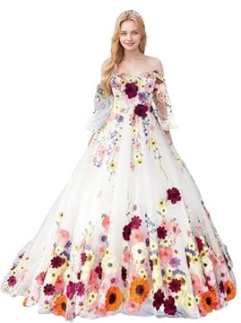 wedding dress with floral embroidery