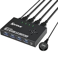 USB 3.0 Switch 4 PC,MLEEDA USB Switch 4 In 4 Out,USB KVM Umschalter für Tastatur Maus Drucker,mit kabelgebundener Fernbedienung und 4 USB 3.0-Kabel – Ansicht 9