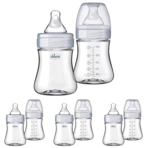 Chicco Duo Hybrid Baby Bottles, Glass Inside, Plastic Outside, 5oz, 1 Count (Pack of 8)