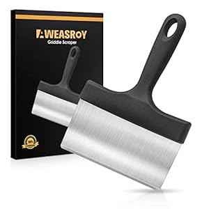 Heavy Duty Grill Scraper Stainless Steel Griddle Scraper with 5″ Handle,Sturdy Food Scraper Tool Kitchen for Blackstone Grill Accessories,Outdoor Barbecue Turners Tools
