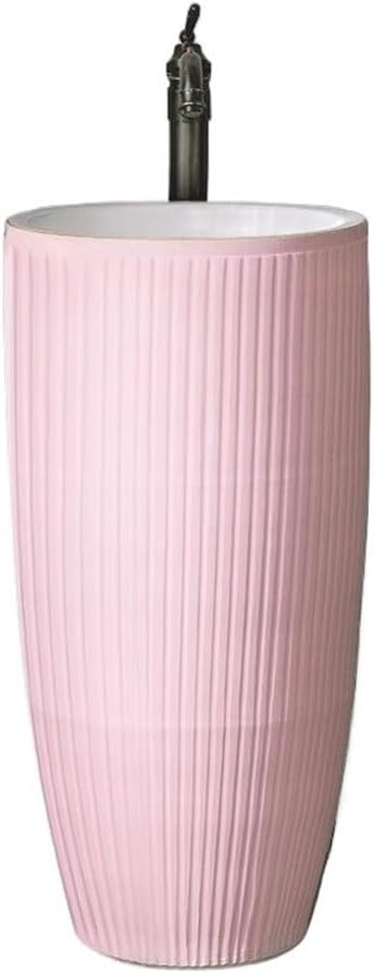 Pedestal Sink Outdoor Bathroom Column Washbasin Balcony Pink Ceramic Washbasin Bathroom Pedestal Sink
