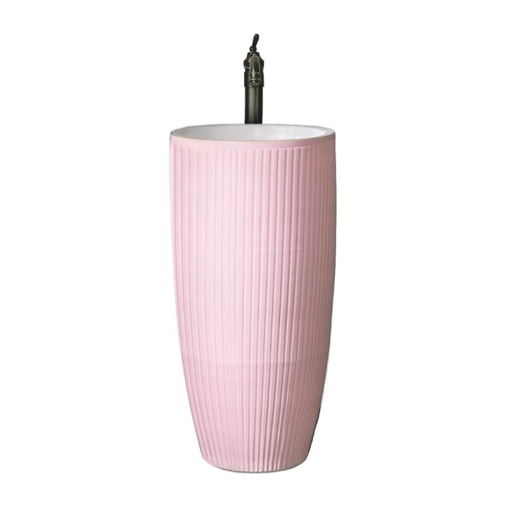 Pedestal Sink Outdoor Bathroom Column Washbasin Balcony Pink Ceramic Washbasin Bathroom Sinks