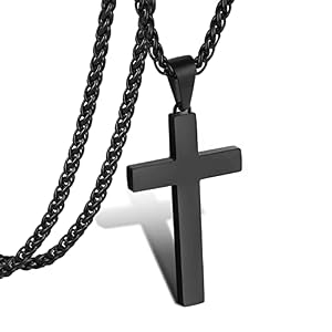 P. BLAKE Stainless Steel Cross Pendant Necklace for Men Boys, Christian Cross Pendant with 16-24 Inches Chain Cross Necklace Jewelry Gifts