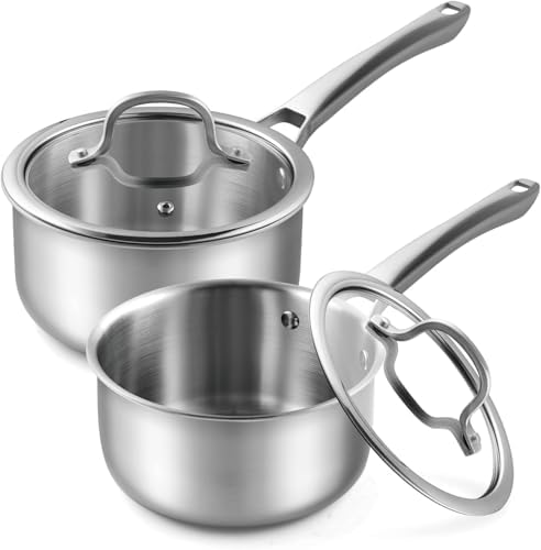 Sauce Pan Set with Lids,Nonstick Small Cooking Pots 1QT&2QT - 1