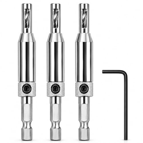 Self Centering Drill Bit Set for Hinges(2.4mm 2.8mm 3.6mm) Precision Hinge Drill Bit Self Centring Tools with 1/4 Hex Shank High-Speed Steel Centre Drill Bits for Door Cabinet