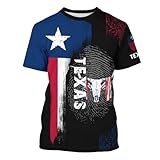 Men's Texas State T-Shirts 3D Printed Novelty Cowboy Short Sleeve Westen Shirts Casual Crew Neck Tees Unisex Fashion Tops