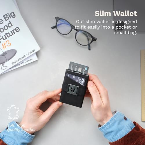 DONBOLSO Minimalist Leather Wallet for Men - Slim Wallet with RFID Blocking Protection - Functional Cash & Credit Card Holder - Best Wallet Gift for Men - Convenient, Light & Durable - Nappa Black2