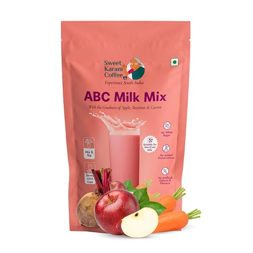Image of Sweet Karam Coffee ABC Milk Mix - 500 g | No Refined Sugar, Artificial Colors or Preservatives | Apple, Beetroot & Carrot Instant Drink Powder for Kids & Adults | Rich in Fiber & Vitamins | Pack of 2 (250g Each)