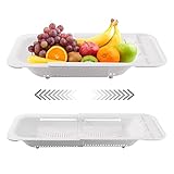 Drenaje Más Rápido: Nuestro colador extensible fregadero tiene pequeños agujeros espaciados uniformemente en el fondo que drenan rápidamente el agua de las frutas, brócoli, judías, patatas, zanahorias, pasta, espinacas y otras superficies. Estos agujeros tienen un diámetro máximo de aproximadamente 0.2 pulgadas, por lo que este producto no es adecuado para el arroz, la quinoa y la mayoría de los granos pequeños.