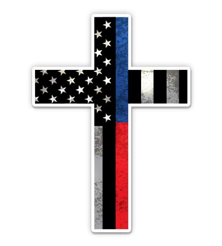 Police Firefighter Cross American Flag Subdued - 3