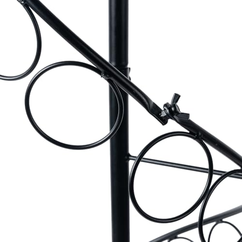 MyGift Black Metal Freestanding Scarf Holder Stand and Belt Display Organizer with 25 Rings and Spiral Design, Decorative Shawl and Scarves Rack